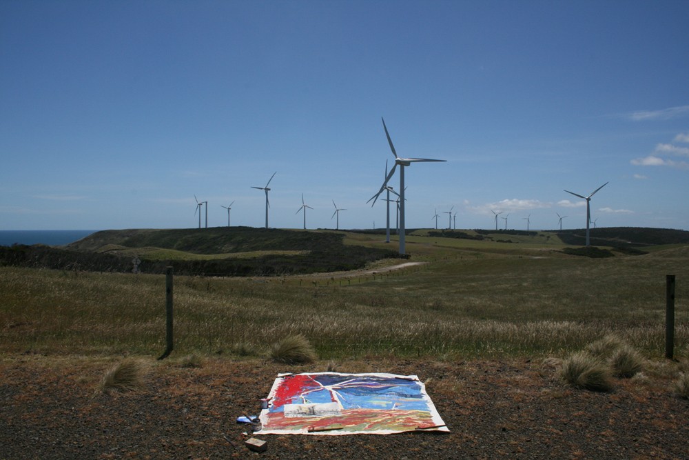 A fine day for painting at Cape Grim with apologies to the Union Jack by Robert Habel